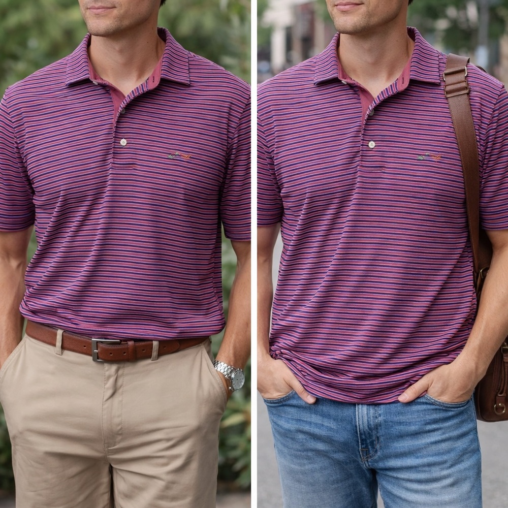 Greg Norman Collection Pink and Purple Polo Shirt